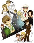  6+boys artist_request baccano! bad_anatomy card chane_laforet claire_stanfield czeslaw_meyer dress elbow_gloves ennis firo_prochainezo formal glasses gloves hair_ornament hat isaac_dian jacuzzi_splot ladd_russo miria_harvent multiple_boys multiple_girls nice_holystone 