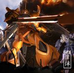  embers gouf gouf_ignited gundam gundam_seed gundam_seed_destiny mecha no_humans sandrum smoke sword weapon 