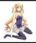  blonde_hair blue_eyes boots breasts dragonaut fujii_toshiaki high_heels jacqueline_baumgold letterboxed long_hair multicolored_hair ribbon shoes small_breasts solo thighhighs twintails two-tone_hair zettai_ryouiki 