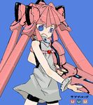  blue_eyes copyright_request enchi gun love_group lowres pink_hair solo weapon 