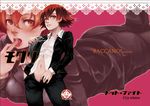  androgynous baccano! ennis enpou flat_chest formal midriff navel open_fly pant_suit red_eyes red_hair short_hair suit unzipped 