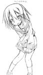  akari_ryuryuwa greyscale kusakabe_misao lucky_star monochrome ryouou_school_uniform school_uniform serafuku solo 