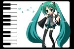  aqua_hair hatsune_miku hayashi_sakura long_hair solo thighhighs twintails very_long_hair vocaloid 