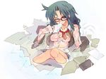  artist_request glasses mouth_hold read_or_die solo wallpaper wet wet_clothes yomiko_readman 