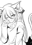  animal_ears cat_ears g-ist greyscale hatsune_miku long_hair monochrome sketch solo vocaloid 