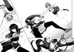  battle clash compensator duel engrish greyscale gun hamada_youho handgun katana legs m1911 monochrome multiple_girls original panties pistol ranguage school_uniform serafuku skirt sword thighhighs underwear weapon zettai_ryouiki 