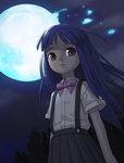  blue_hair furude_rika higurashi_no_naku_koro_ni iyokawa long_hair md5_mismatch moon night purple_eyes solo tree 