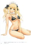  bikini blonde_hair breasts duplicate eiwa frown green_eyes highres large_breasts maid solo swimsuit twintails 
