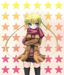  black_legwear blonde_hair blue_eyes hayate_no_gotoku! long_hair sanzen'in_nagi scarf shima-shuu solo star thighhighs 