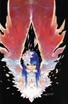  absurdres blue_hair copyright_request hakua_ugetsu highres long_hair red_eyes scan solo wings 
