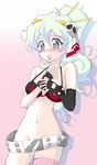  1girl belt bikini_top cosplay fingerless_gloves fujimaru_arikui gloves hair_ornament long_hair multicolored_hair nia_teppelin ponytail solo tengen_toppa_gurren_lagann thighhighs yoko_littner yoko_littner_(cosplay) 