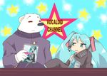  aqua_hair bear censored fake_censor hatsune_miku long_hair lucky_channel lucky_star morihama_karute oversized_clothes parody polar_bear polar_bear_chaos twintails vocaloid 