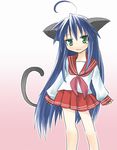  animal_ears cat_ears cat_tail izumi_konata lucky_star school_uniform seifuku serafuku tail 