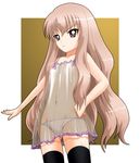  40010prototype lingerie long_hair louise_francoise_le_blanc_de_la_valliere nightgown panties pink_hair red_eyes see-through solo standing thighhighs underwear white_panties zero_no_tsukaima 