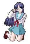  1girl asakura_ryouko school_uniform seifuku serafuku simple_background solo suzumiya_haruhi_no_yuuutsu 