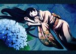  black_hair blue_eyes flowers japanese_clothes kimono mubouou_aasaa 