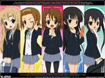  akiyama_mio bad_id bad_pixiv_id black_eyes black_hair blonde_hair blue_eyes brown_eyes brown_hair chibi english grin hirasawa_yui k-on! kotobuki_tsumugi kurukuru_(korekita) long_hair multiple_girls nakano_azusa pantyhose school_uniform short_hair smile tainaka_ritsu 