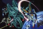  beam_rifle dodgore earth energy_gun energy_sword gun gunblaster gundam highres space sword v2_gundam victory_gundam victory_gundam_hexa weapon 