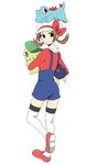  artist_request brown_hair chikorita hat highres kotone_(pokemon) pokemon pokemon_(game) pokemon_hgss ribbon totodile twintails 