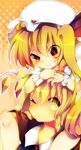  bad_id bad_pixiv_id blonde_hair braid carrying flandre_scarlet grin hat kirisame_marisa long_hair multiple_girls no_hat no_headwear no_nose rarami red_eyes short_hair shoulder_carry side_ponytail smile smirk touhou yellow_eyes 