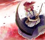  bad_id bad_pixiv_id breasts cleavage hair_bobbles hair_ornament ichitaro large_breasts onozuka_komachi red_eyes red_hair scythe short_hair solo touhou two_side_up 