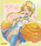  bad_id bad_pixiv_id blonde_hair blue_eyes cheerleader happy heroman lina_davis mayo_riyo one_eye_closed pom_poms solo 