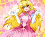  blonde_hair blue_eyes dress earrings jewelry long_hair mario_(series) pink_dress princess_peach shangorilla solo super_mario_bros. 