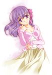  fate/stay_night fate_(series) long_hair long_skirt matou_sakura mofmof_(sousa) purple_eyes purple_hair shirt skirt solo 