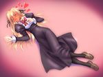  blonde_hair blood blush closed_eyes heart itsukushima_takako long_hair lying nosebleed otome_wa_boku_ni_koishiteru pantyhose pin.x school_uniform shoes solo 