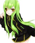  bad_anatomy bangs c.c. code_geass crossdressing green_hair kanzaki_natsume long_hair school_uniform solo 