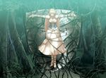  blonde_hair bound breasts clalaclan_philias cleavage highres long_hair medium_breasts outstretched_arms plant shield shining_(series) shining_wind solo spread_arms tanaka_takayuki thorns very_long_hair vines 