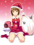  christmas hagiwara_yukiho hat idolmaster idolmaster_(classic) idolmaster_1 nishi_(count2.4) panties santa_costume santa_hat solo underwear white_panties 