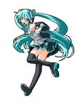  aqua_hair hatsune_miku long_hair looking_back mikage_baku no_panties smile solo thighhighs twintails very_long_hair vocaloid 