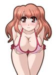  asahina_mikuru bent_over blush breasts cleavage looking_at_viewer ooba_kou suzumiya_haruhi_no_yuuutsu swimsuit 