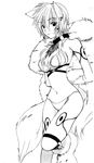  .hack animal_ears black_and_white camel_toe canine cat_ears catgirl chest_tuft clothed clothing collar female fur hair looking_at_viewer mammal monochrome ouka pelt plain_background scan short_hair skimpy smile solo standing tuft underwear white_background wolf 