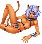  animal_ears bb bikini blue_hair breasts cat_ears catgirl large_breasts mithra swimsuit 