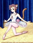  1girl animal_ears bewildered cat_ears catgirl solo tail traditional_media 