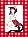  1girl animal_ears bewildered cat_ears catgirl hairband sitting skirt solo tail traditional_media 
