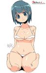  blue_eyes blue_hair bra breasts covered_nipples lingerie medium_breasts oekaki onija_tarou original panties short_hair smile solo underboob underwear underwear_only wide_hips 