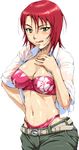  :q bikini bikini_under_clothes breasts cleavage denim green_eyes jeans large_breasts midriff my-hime nigou open_clothes open_shirt pants red_hair shirt short_hair solo swimsuit swimsuit_under_clothes tongue tongue_out wet wet_clothes yuuki_nao 