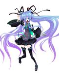  beshi boots detached_sleeves hair_ribbon hatsune_miku headphones long_hair microphone multicolored_hair necktie open_mouth ribbon skirt solo thighhighs twintails two-tone_hair very_long_hair vocaloid zettai_ryouiki 