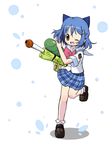  bow gakuen_utopia_manabi_straight! inamori_mika izuno_kenta pink_bow plaid plaid_skirt seiou_gakuen_school_uniform skirt solo water_gun 