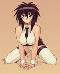  alternate_legwear bare_shoulders black_hair breasts covered_nipples kneeling large_breasts melfina_(outlaw_star) mogudan necktie open_mouth outlaw_star panties solo thighhighs underwear white_panties wrist_cuffs 