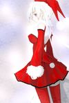  christmas original saibashi santa_costume short_hair solo thighhighs white_hair zettai_ryouiki 