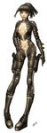  alien1452 armor boots copyright_request flat_chest full_body gloves gun highres leather lips midriff solo standing strap thigh_strap weapon 