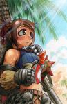  armor capcom desert ibukichi kuroobi monster_hunter palm_tree sun sweat sweaty tree 