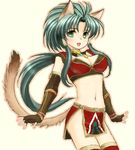  animal_ears cat_ears cosplay final_fantasy final_fantasy_xi green_hair imageboard_colors jochuu-san lowres mithra mithra_(cosplay) oekaki original solo thighhighs yagisaka_seto 