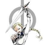  armor blonde_hair braid claymore claymore_(sword) long_hair ophelia solo sword weapon yamawaku 