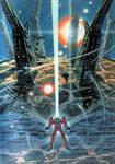  bad_end bairal_jin battle densetsu_kyojin_ideon epic gando_rowa highres ideon mecha no_humans official_art oldschool ookawara_kunio realistic science_fiction solo space_craft space_station spoilers super_robot 