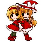  alice_margatroid blonde_hair chibi christmas futami_yayoi kirisame_marisa lowres multiple_girls pantyhose touhou 